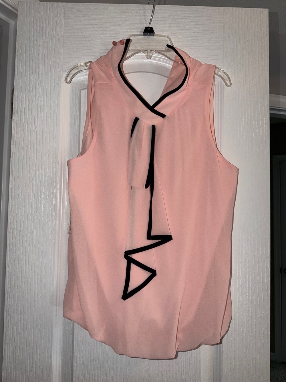 BCX Pink Sleeveless Tie-Neck Camisole with Black Trim